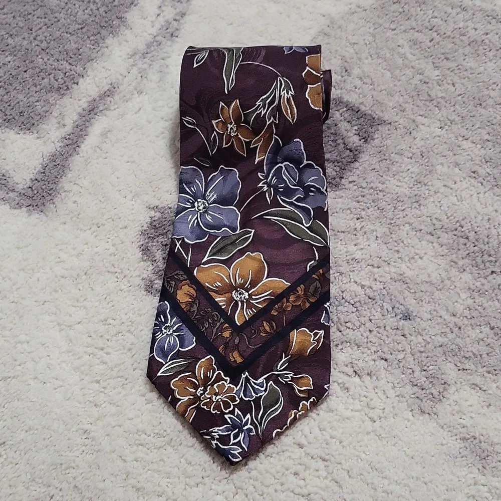 Vintage Deco Mode Silk Floral Neck Tie